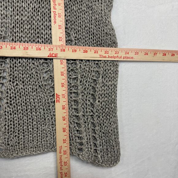 Eileen Fisher Medium Open Knit Beige Top Scoop Dolman Beach Neutral Vacation - Picture 7 of 9